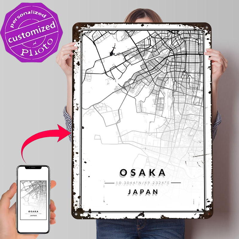 Custom Map Poster - Osaka Haritası 3D Doku Baskılı Poster