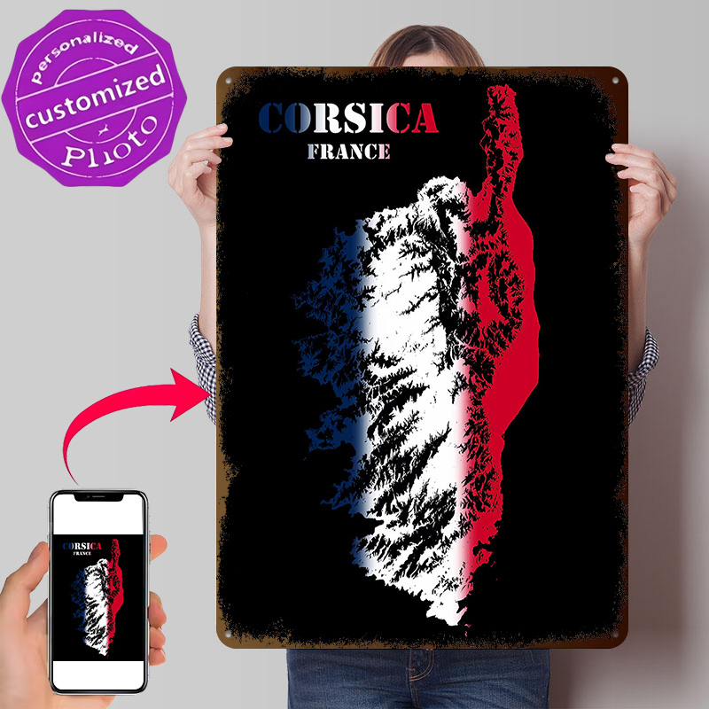 Custom Map Poster - Korsika Fransa Topografik Kontur Rölyef Haritası
