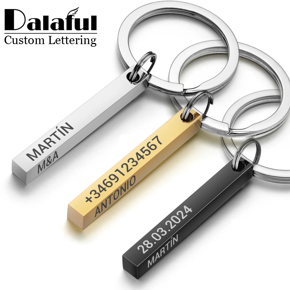 Initial Ring Custom - Kişiselleştirilmiş 3D Bar Anahtarlık Kazımayı Metin
