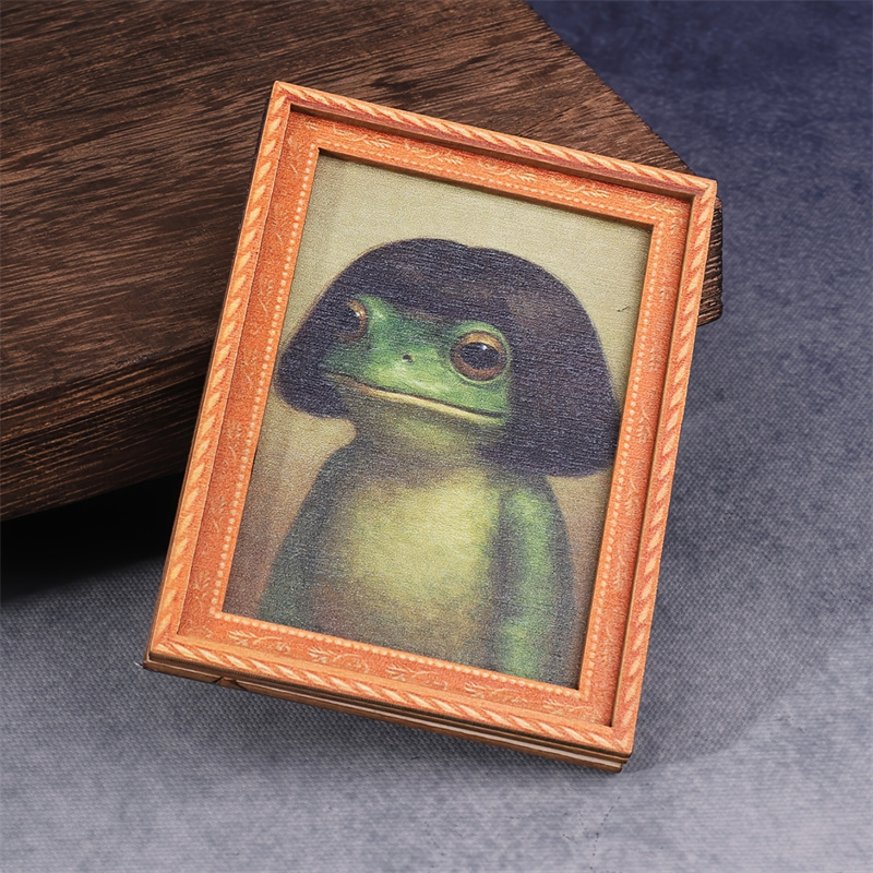 Engraved Wood Frame - Mini Ahşap Fotoğraf Çerçevesi Kurbağa Buzdolabı
