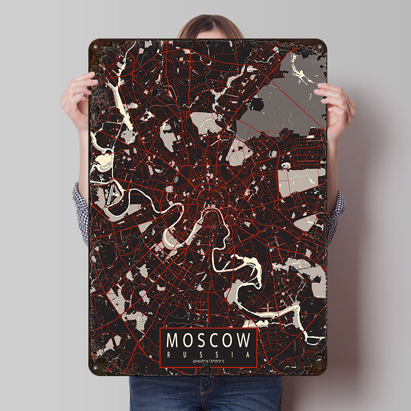 Moskova Şehir Haritası Vektör  - Custom Map Poster incelemesi ve fiyatı