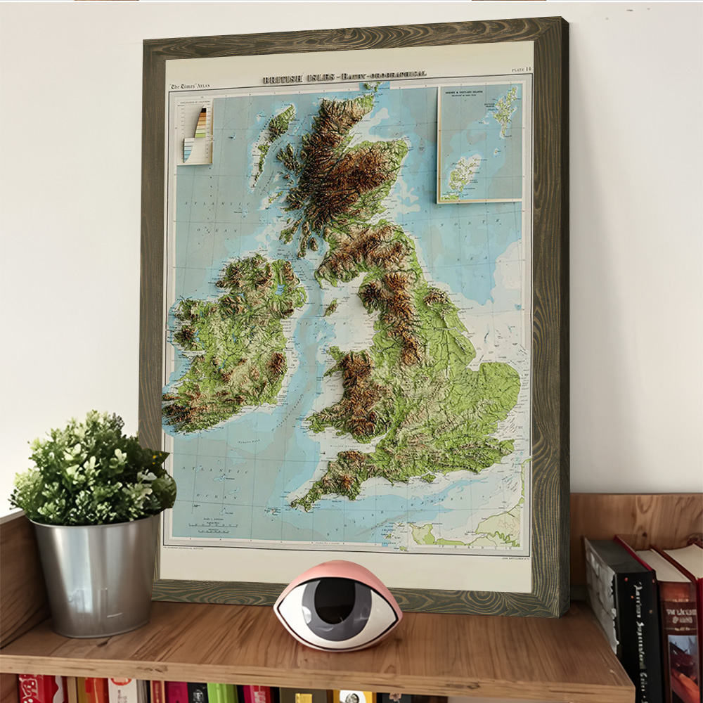 3D kabartma haritası 1922 İngi - Custom Map Poster incelemesi ve fiyatı