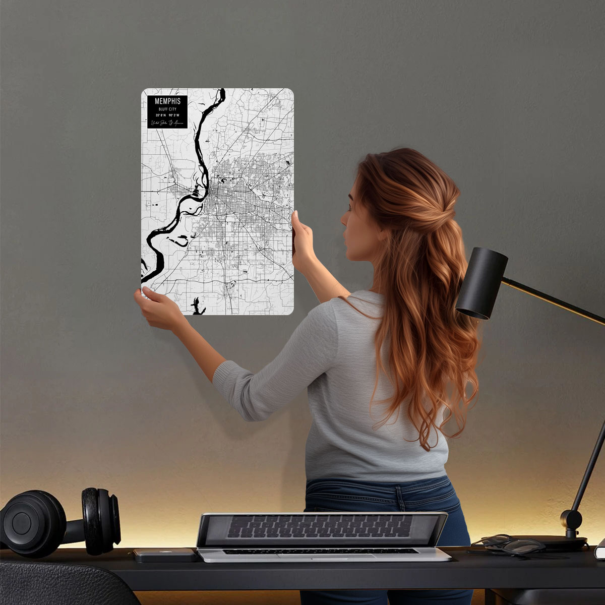 Memphis TN ABD Teneke Işaretle - Custom Map Poster incelemesi ve fiyatı