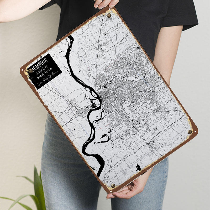Memphis TN ABD Teneke Işaretle - Custom Map Poster incelemesi ve fiyatı
