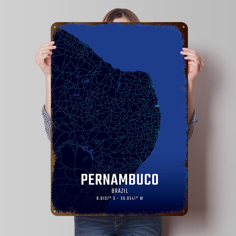 Pernambuco Gece Yarısı Şehir H - Custom Map Poster incelemesi ve fiyatı