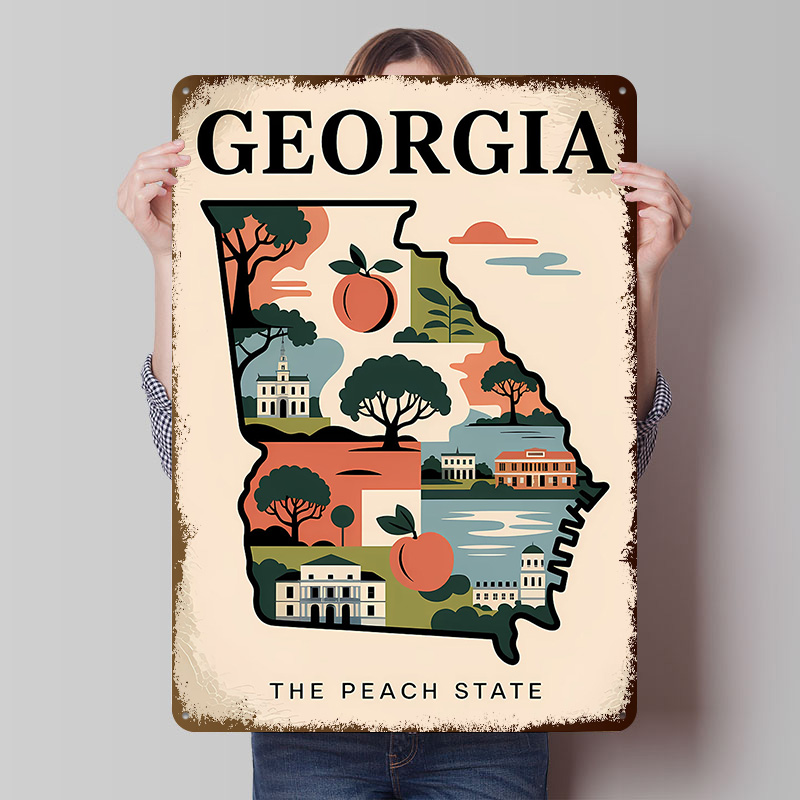 Georgia: Şeftali Eyaleti Resim - Custom Map Poster incelemesi ve fiyatı